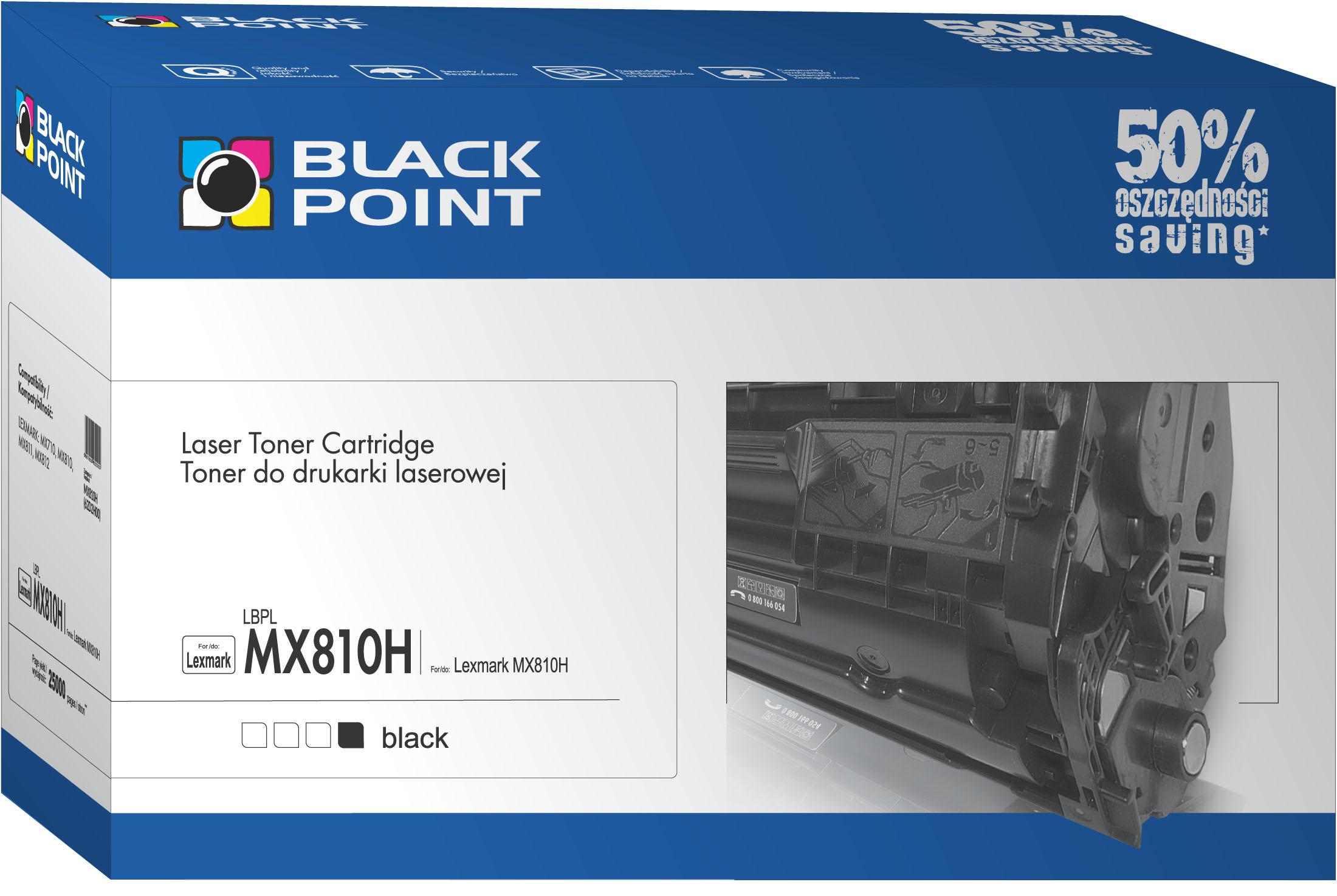 CMYK - Black Point toner LBPLMX810H zastpuje Lexmark 62D2H00, 25000 stron