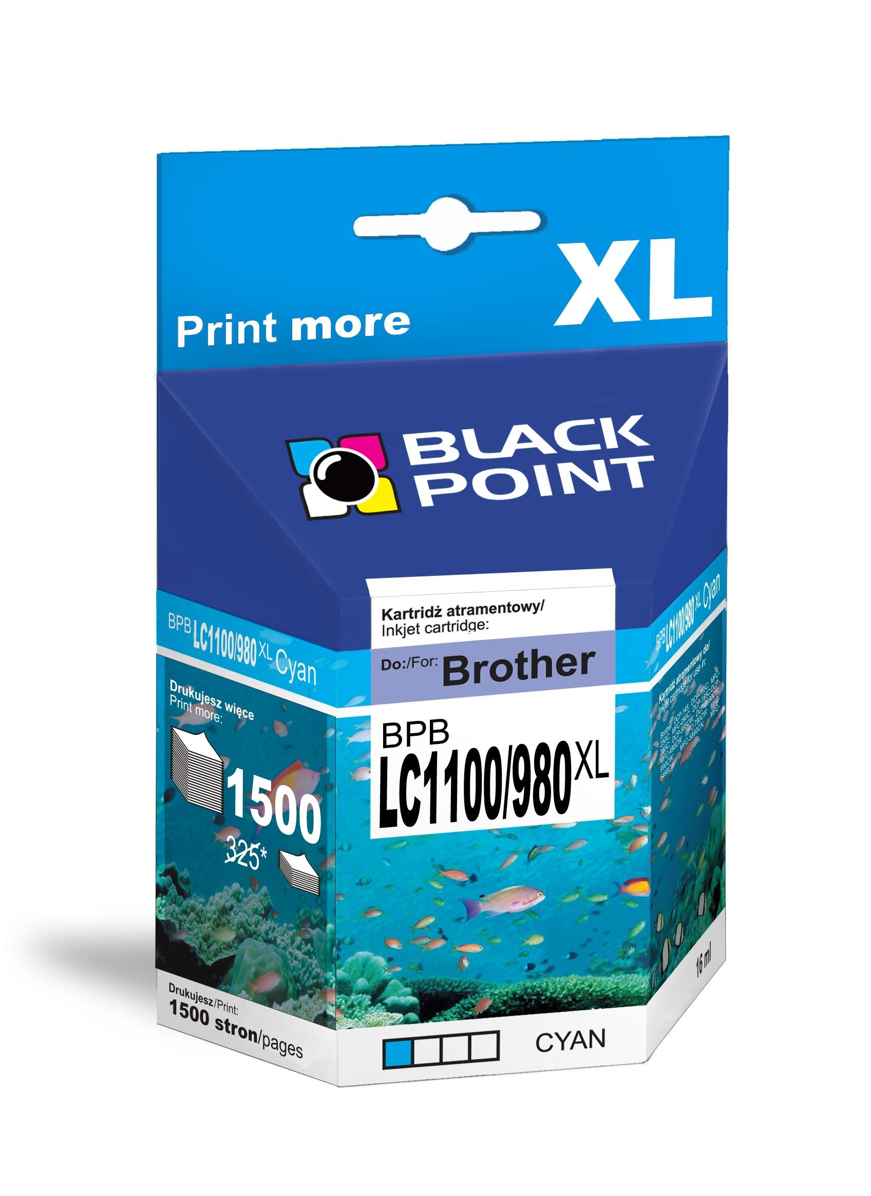 CMYK - Black Point tusz BPBLC1100/980XLC zastpuje Brother LC1100/980C, niebieski