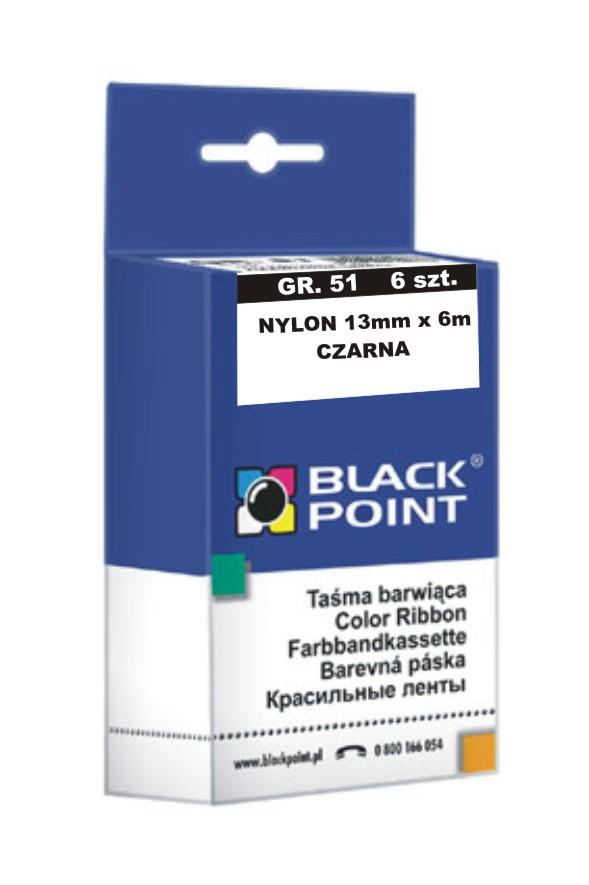 CMYK - Black Point tama barwica KBPGR51CZ gr. 51 - 13 mm x 6 m, czarna , 6 szt.