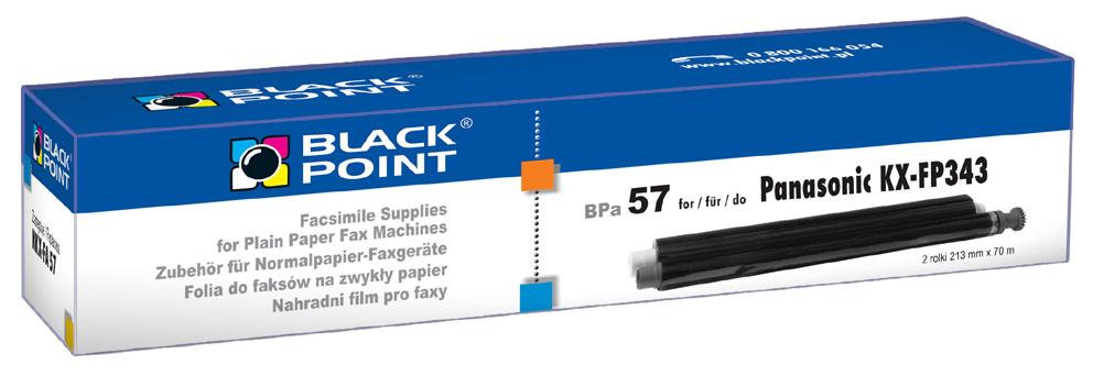 CMYK - Black Point folia TTR do faksw BPPA57 zastpuje Panasonic KX - FA 57 X/A, 2 rolki: 213 mm / 75 m